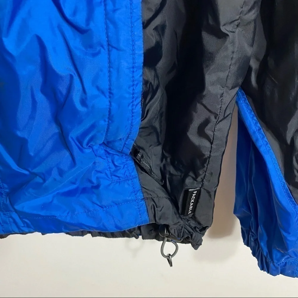 Columbia Rain Coat Light Jacket Small Men’s Blue Black Packable Full Zip Hooded